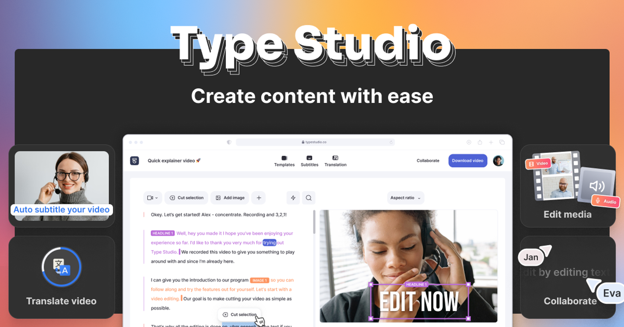 Type Studio ― Edit Your Video By Editing Text